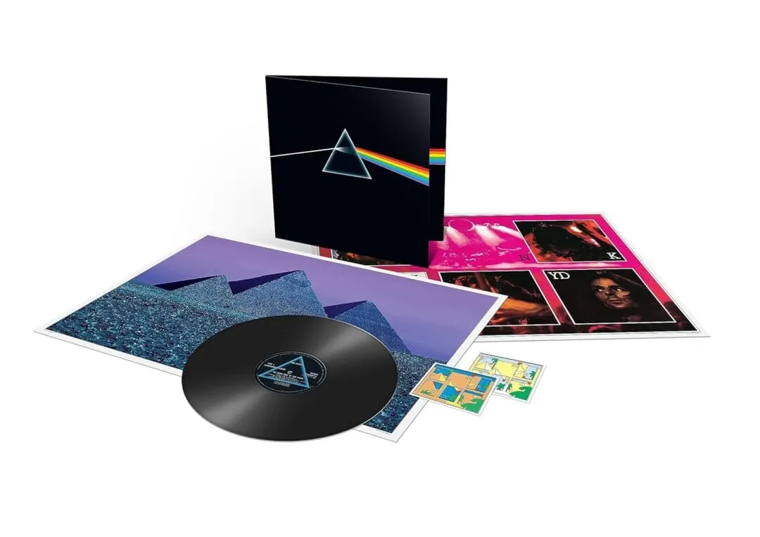 Portada de The Dark Side of the Moon de Pink Floyd: un prisma que descompone un rayo de luz sobre fondo negro